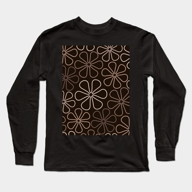 Abstract Flowers Browns and Creams Long Sleeve T-Shirt by NataliePaskell